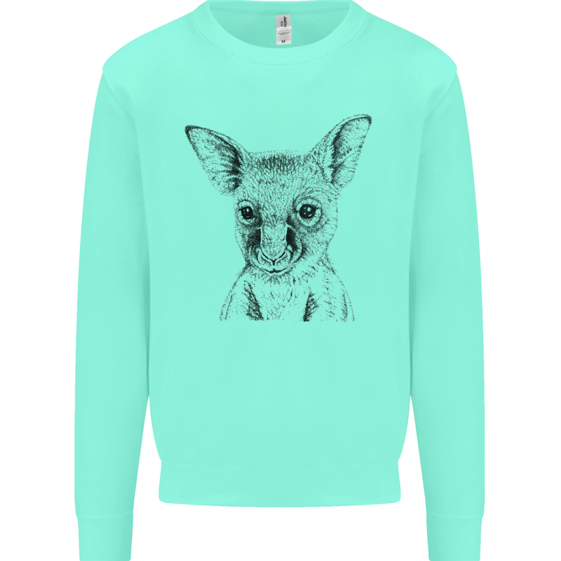 Baby Kangaroo Sketch Ecology Environment Mens Sweatshirt Jumper Peppermint