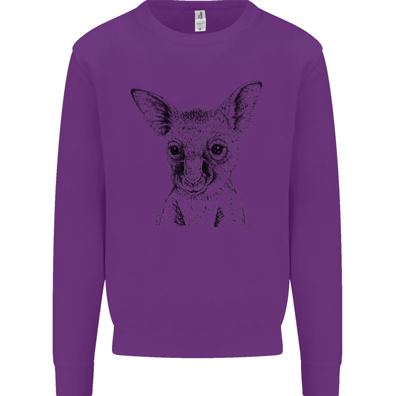 Baby Kangaroo Sketch Ecology Environment Mens Sweatshirt Jumper Purple