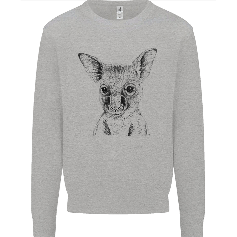 Baby Kangaroo Sketch Ecology Environment Mens Sweatshirt Jumper Sports Grey
