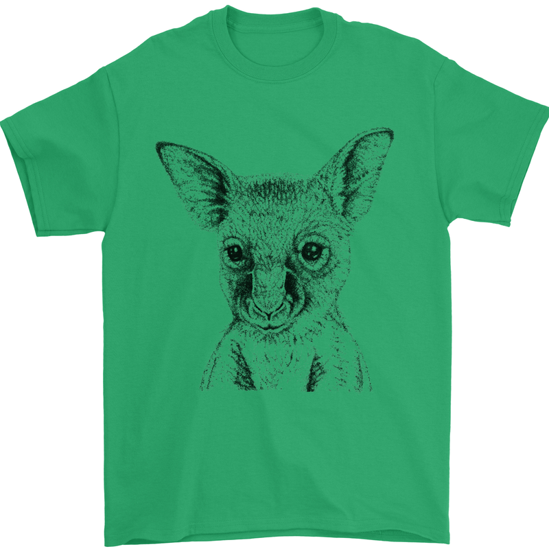 Baby Kangaroo Sketch Ecology Environment Mens T-Shirt Cotton Gildan Irish Green