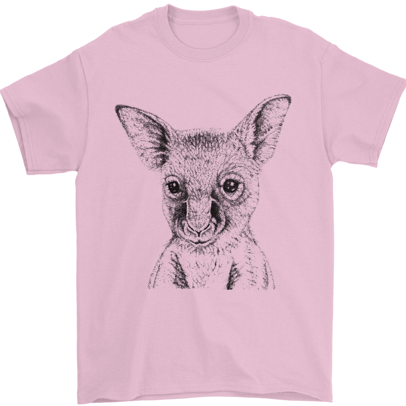 Baby Kangaroo Sketch Ecology Environment Mens T-Shirt Cotton Gildan Light Pink