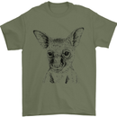 Baby Kangaroo Sketch Ecology Environment Mens T-Shirt Cotton Gildan Military Green