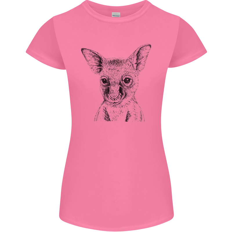 Baby Kangaroo Sketch Ecology Environment Womens Petite Cut T-Shirt Azalea