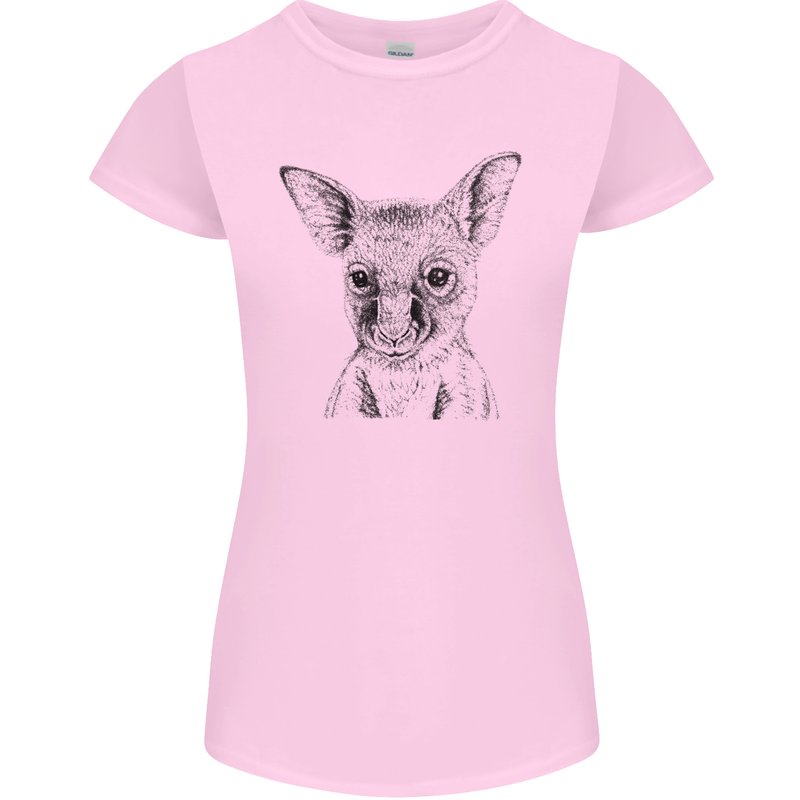 Baby Kangaroo Sketch Ecology Environment Womens Petite Cut T-Shirt Light Pink