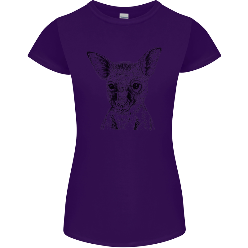 Baby Kangaroo Sketch Ecology Environment Womens Petite Cut T-Shirt Purple