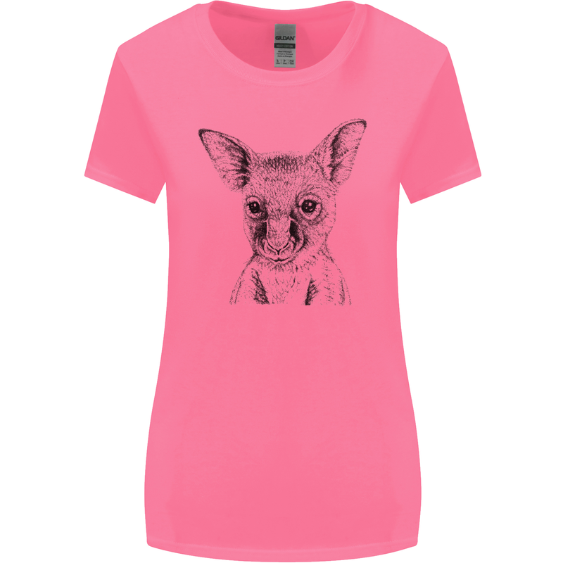 Baby Kangaroo Sketch Ecology Environment Womens Wider Cut T-Shirt Azalea
