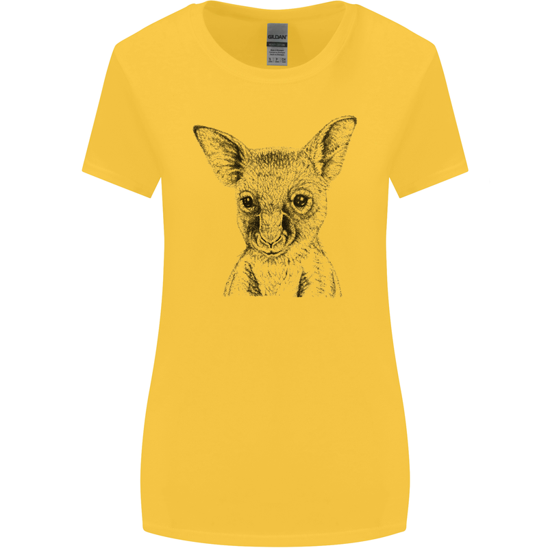 Baby Kangaroo Sketch Ecology Environment Womens Wider Cut T-Shirt Yellow