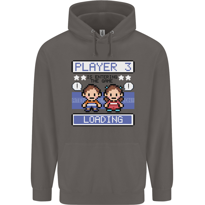 Baby Pregnancy Expecting Dad Mum to Be Mens 80% Cotton Hoodie Charcoal