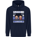 Baby Pregnancy Expecting Dad Mum to Be Mens 80% Cotton Hoodie Navy Blue