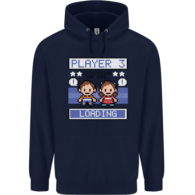 Baby Pregnancy Expecting Dad Mum to Be Mens 80% Cotton Hoodie Navy Blue