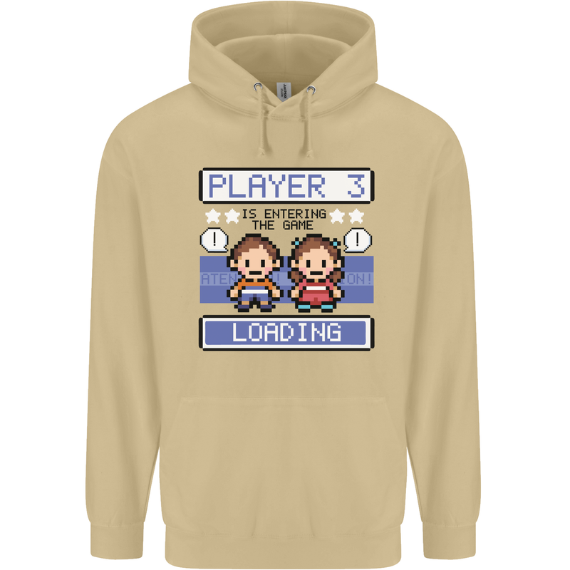 Baby Pregnancy Expecting Dad Mum to Be Mens 80% Cotton Hoodie Sand