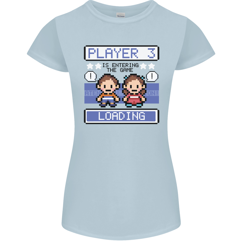 Baby Pregnancy Expecting Dad Mum to Be Womens Petite Cut T-Shirt Light Blue