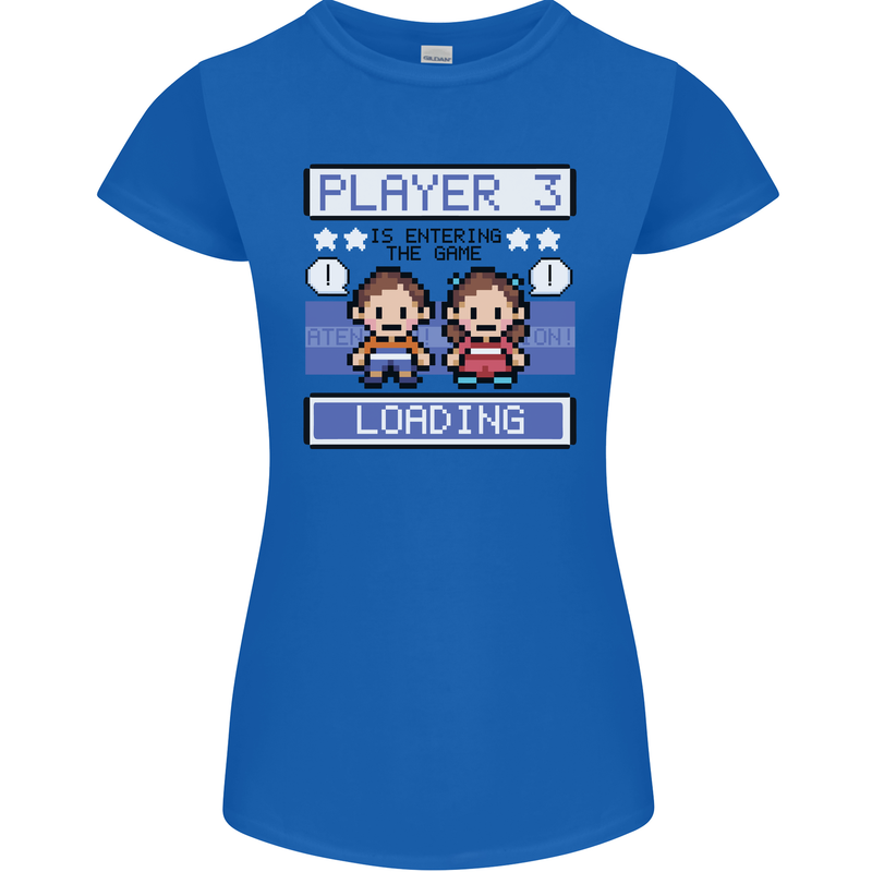 Baby Pregnancy Expecting Dad Mum to Be Womens Petite Cut T-Shirt Royal Blue