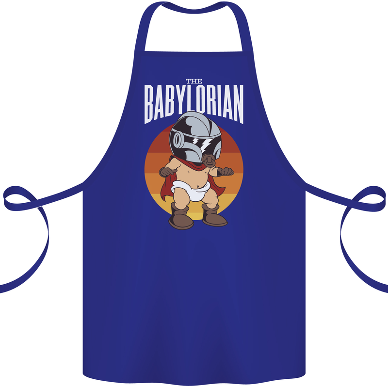 Babylorian Funny Baby Infant Toddler Parody Cotton Apron 100% Organic Royal Blue