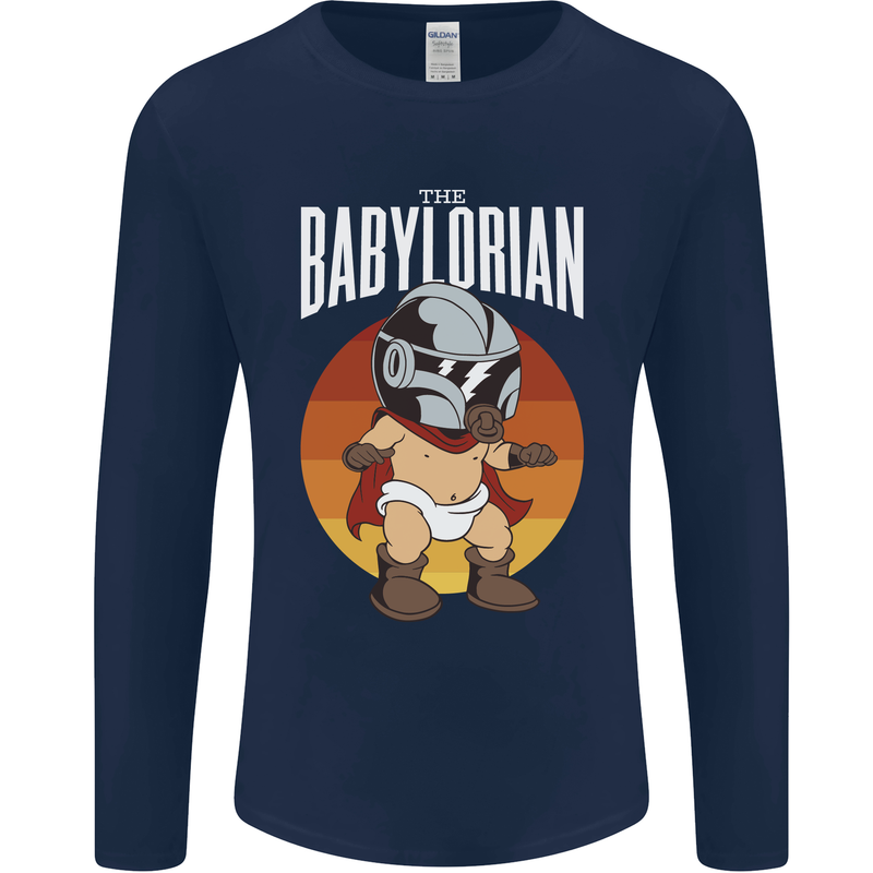 Babylorian Funny Baby Infant Toddler Parody Mens Long Sleeve T-Shirt Navy Blue