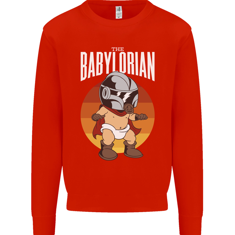 Babylorian Funny Baby Infant Toddler Parody Mens Sweatshirt Jumper Bright Red