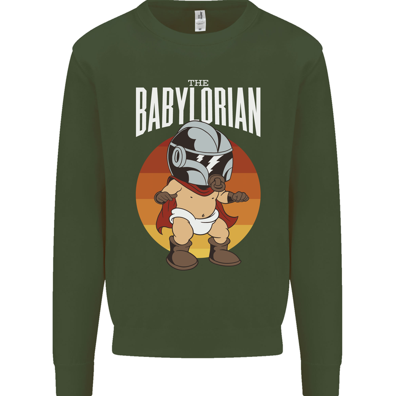 Babylorian Funny Baby Infant Toddler Parody Mens Sweatshirt Jumper Forest Green