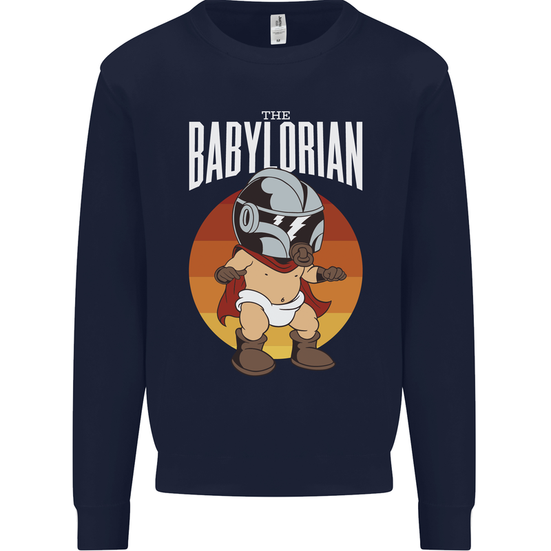 Babylorian Funny Baby Infant Toddler Parody Mens Sweatshirt Jumper Navy Blue