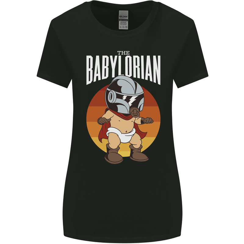 Babylorian Funny Baby Infant Toddler Parody Womens Wider Cut T-Shirt Black