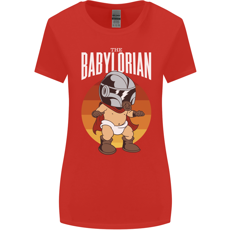 Babylorian Funny Baby Infant Toddler Parody Womens Wider Cut T-Shirt Red
