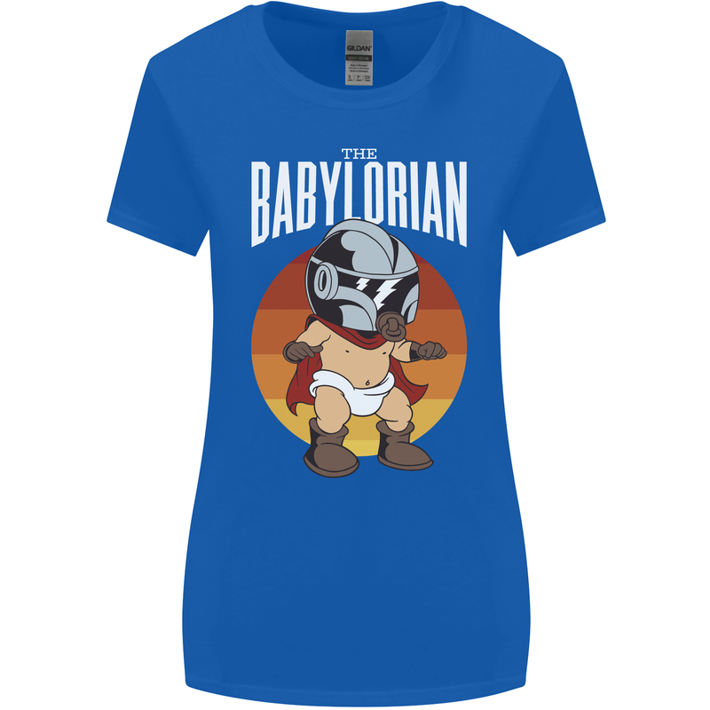 Babylorian Funny Baby Infant Toddler Parody Womens Wider Cut T-Shirt Royal Blue