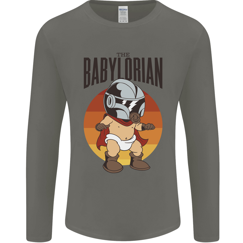 Babylorian Funny Baby Toddler Infant Parody Mens Long Sleeve T-Shirt Charcoal