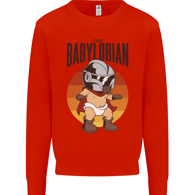 Babylorian Funny Baby Toddler Infant Parody Mens Sweatshirt Jumper Bright Red