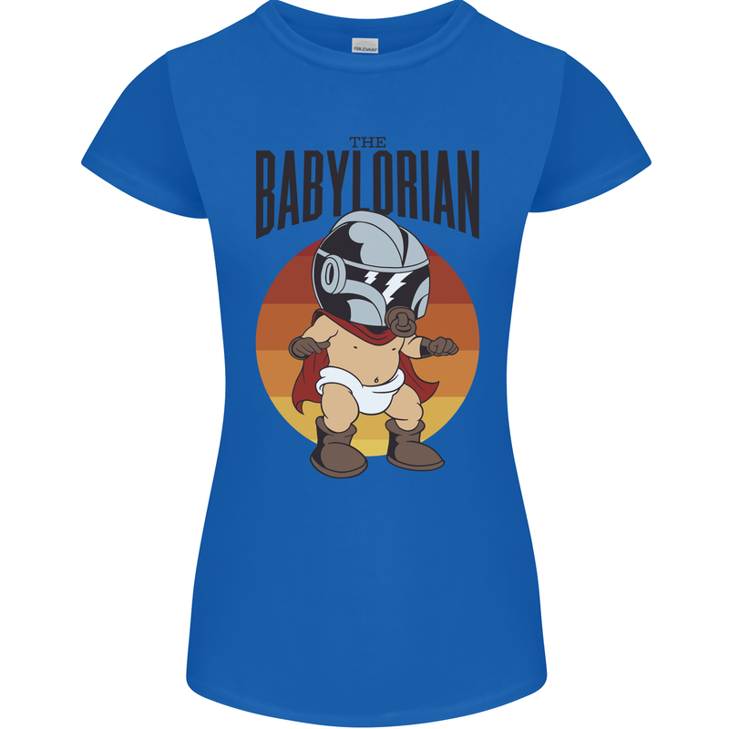 Babylorian Funny Baby Toddler Infant Parody Womens Petite Cut T-Shirt Royal Blue