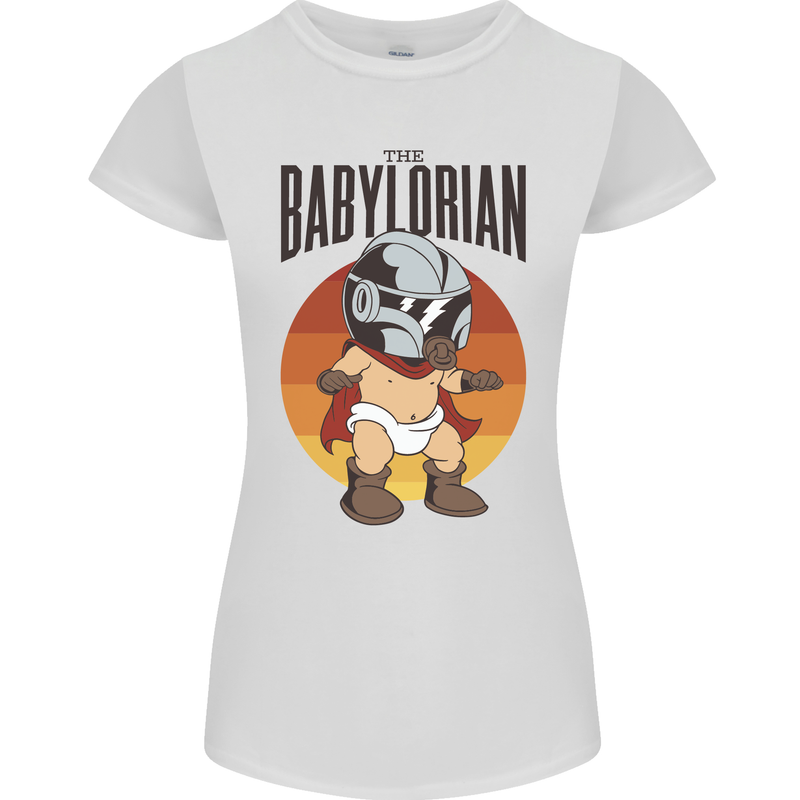 Babylorian Funny Baby Toddler Infant Parody Womens Petite Cut T-Shirt White