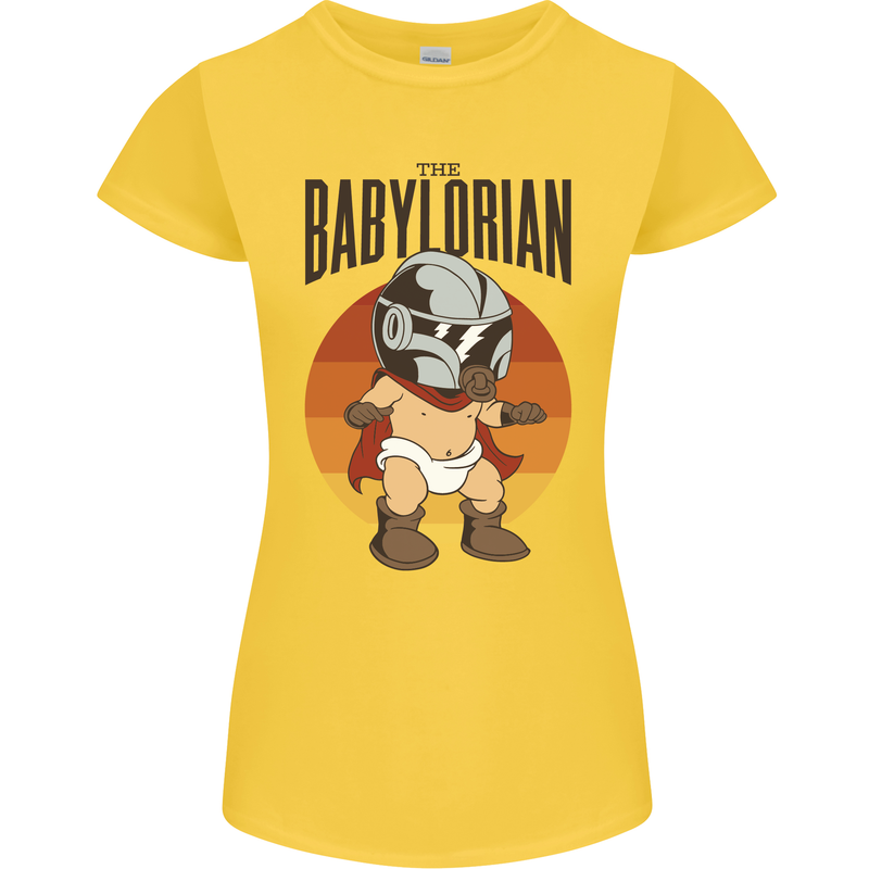 Babylorian Funny Baby Toddler Infant Parody Womens Petite Cut T-Shirt Yellow