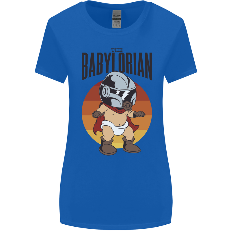 Babylorian Funny Baby Toddler Infant Parody Womens Wider Cut T-Shirt Royal Blue