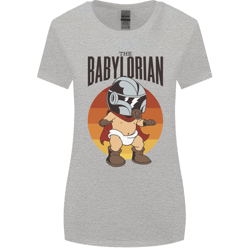 Babylorian Funny Baby Toddler Infant Parody Womens Wider Cut T-Shirt Sports Grey