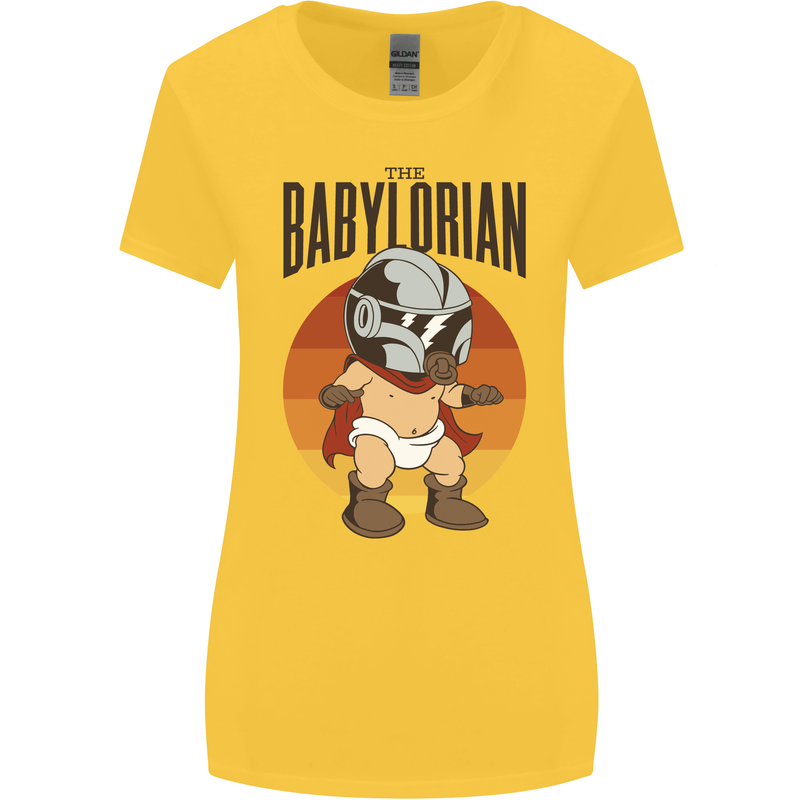 Babylorian Funny Baby Toddler Infant Parody Womens Wider Cut T-Shirt Yellow