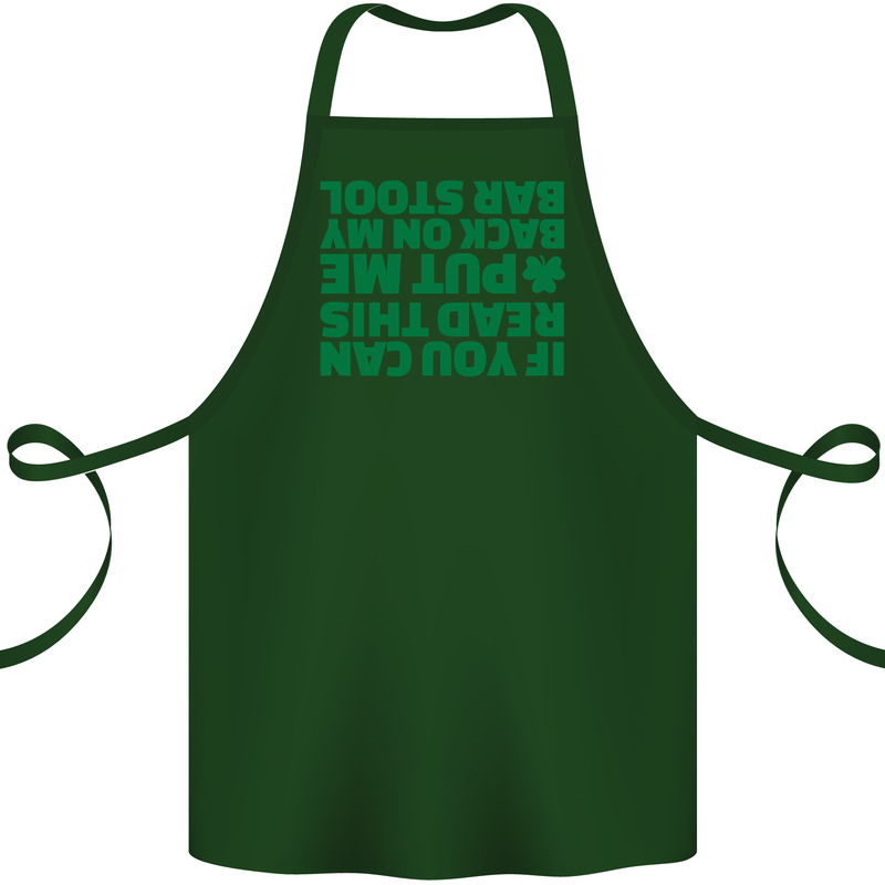 Back on My Bar Stool St. Patrick's Day Cotton Apron 100% Organic Forest Green
