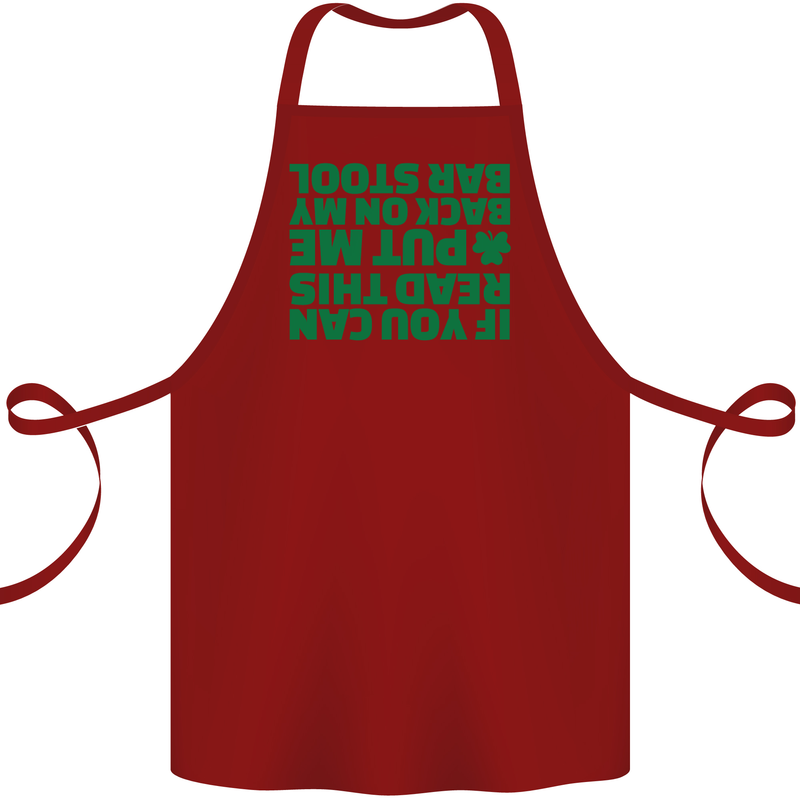 Back on My Bar Stool St. Patrick's Day Cotton Apron 100% Organic Maroon