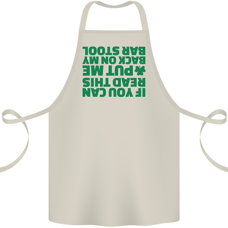 Back on My Bar Stool St. Patrick's Day Cotton Apron 100% Organic Natural
