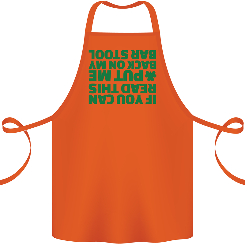 Back on My Bar Stool St. Patrick's Day Cotton Apron 100% Organic Orange