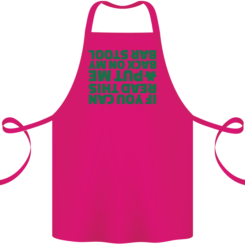 Back on My Bar Stool St. Patrick's Day Cotton Apron 100% Organic Pink