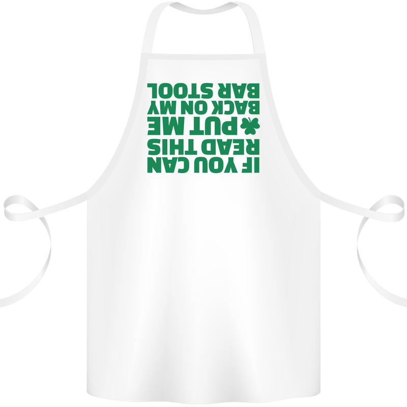 Back on My Bar Stool St. Patrick's Day Cotton Apron 100% Organic White