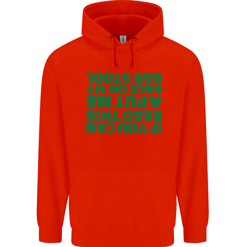 Back on My Bar Stool St. Patrick's Day Mens 80% Cotton Hoodie Bright Red