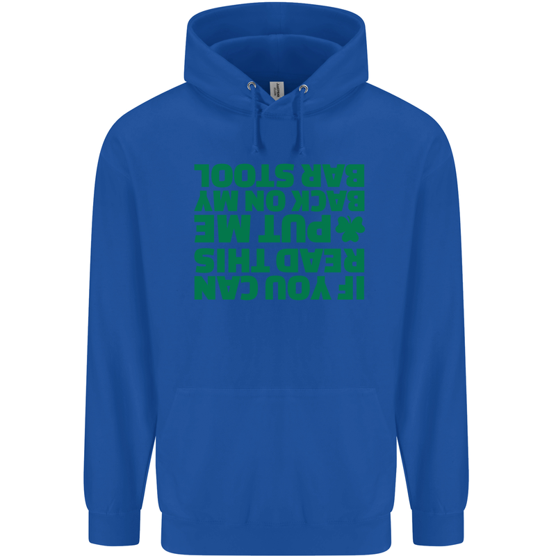 Back on My Bar Stool St. Patrick's Day Mens 80% Cotton Hoodie Royal Blue