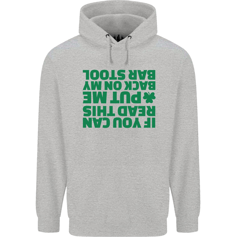 Back on My Bar Stool St. Patrick's Day Mens 80% Cotton Hoodie Sports Grey