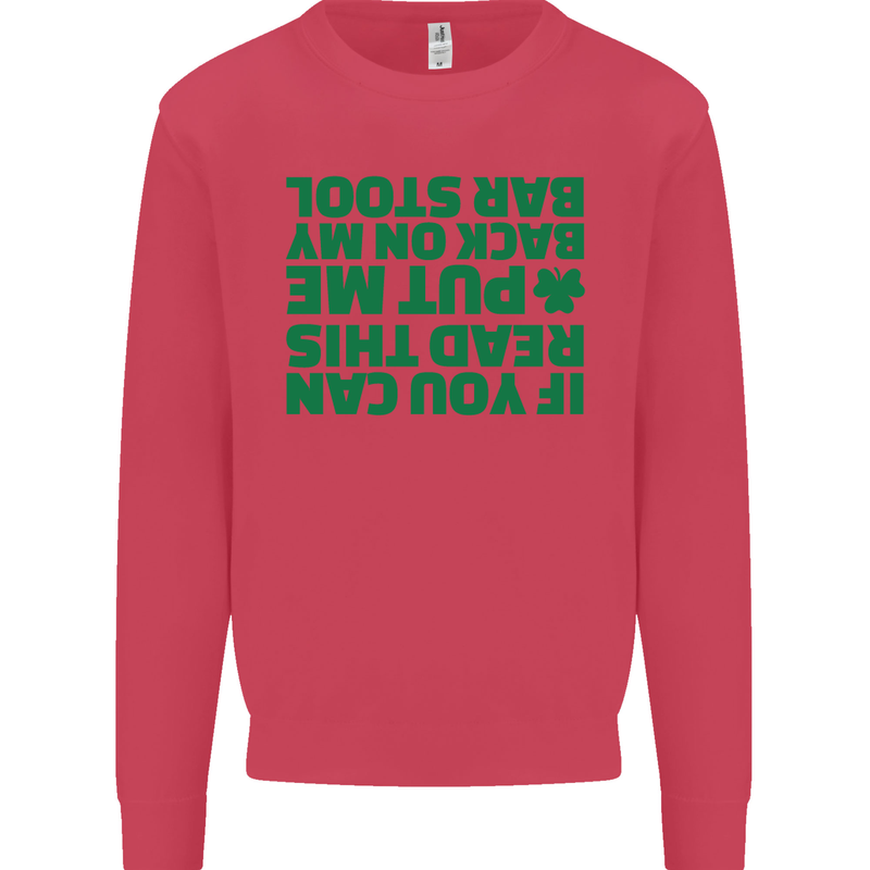 Back on My Bar Stool St. Patrick's Day Mens Sweatshirt Jumper Heliconia