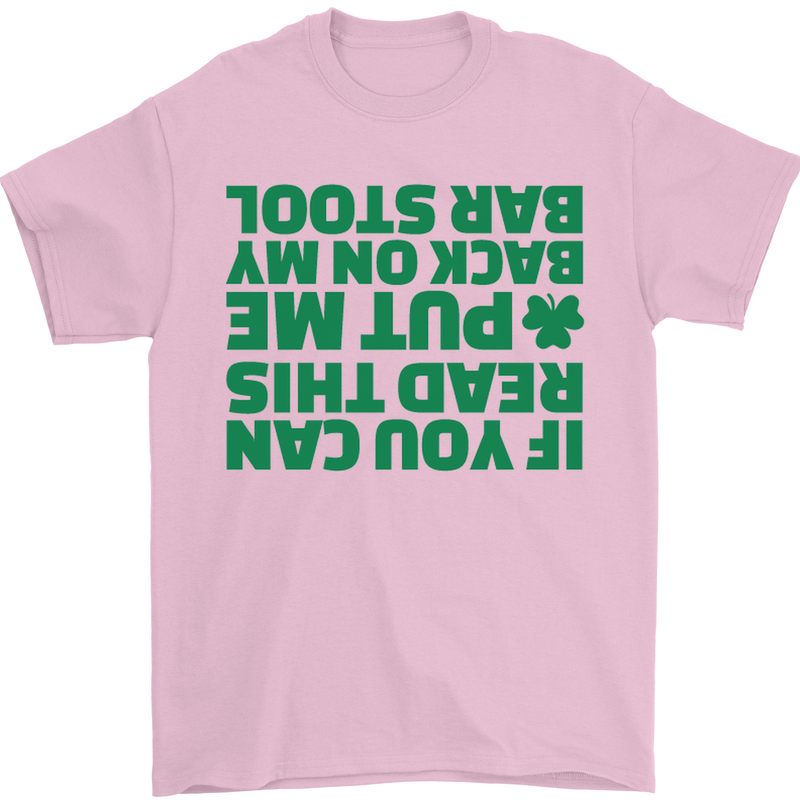 Back on My Bar Stool St. Patrick's Day Mens T-Shirt Cotton Gildan Light Pink