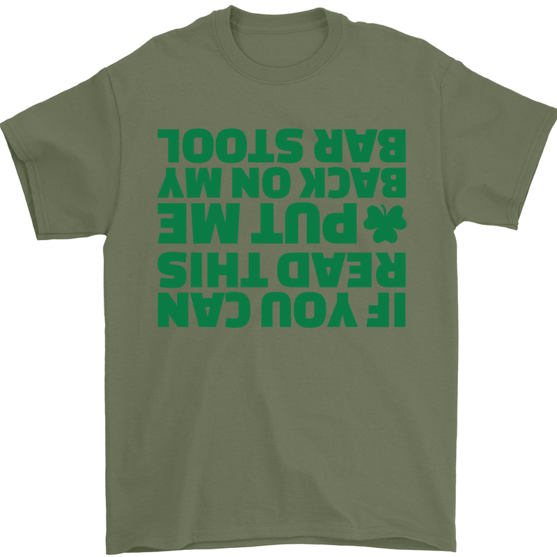 Back on My Bar Stool St. Patrick's Day Mens T-Shirt Cotton Gildan Military Green