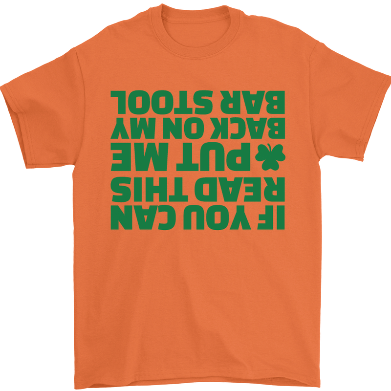 Back on My Bar Stool St. Patrick's Day Mens T-Shirt Cotton Gildan Orange