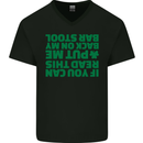 Back on My Bar Stool St. Patrick's Day Mens V-Neck Cotton T-Shirt Black