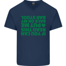 Back on My Bar Stool St. Patrick's Day Mens V-Neck Cotton T-Shirt Navy Blue
