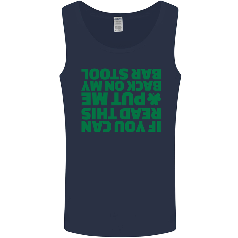 Back on My Bar Stool St. Patrick's Day Mens Vest Tank Top Navy Blue