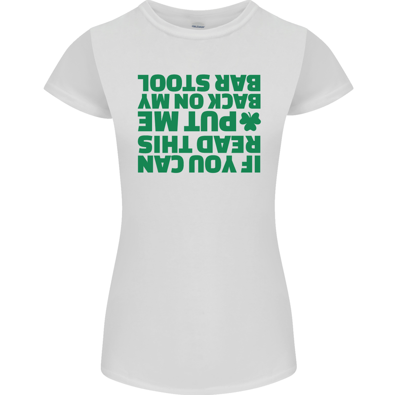 Back on My Bar Stool St. Patrick's Day Womens Petite Cut T-Shirt White